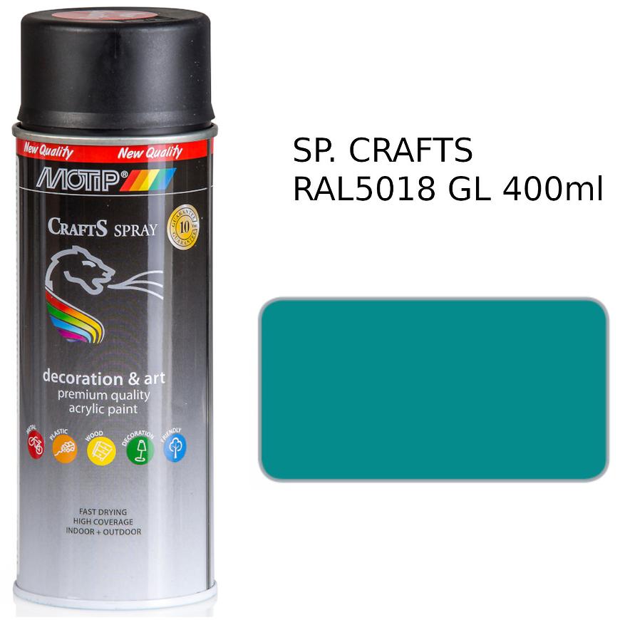 Sprej Crafts turquoise RAL5018 400ml MOTIP