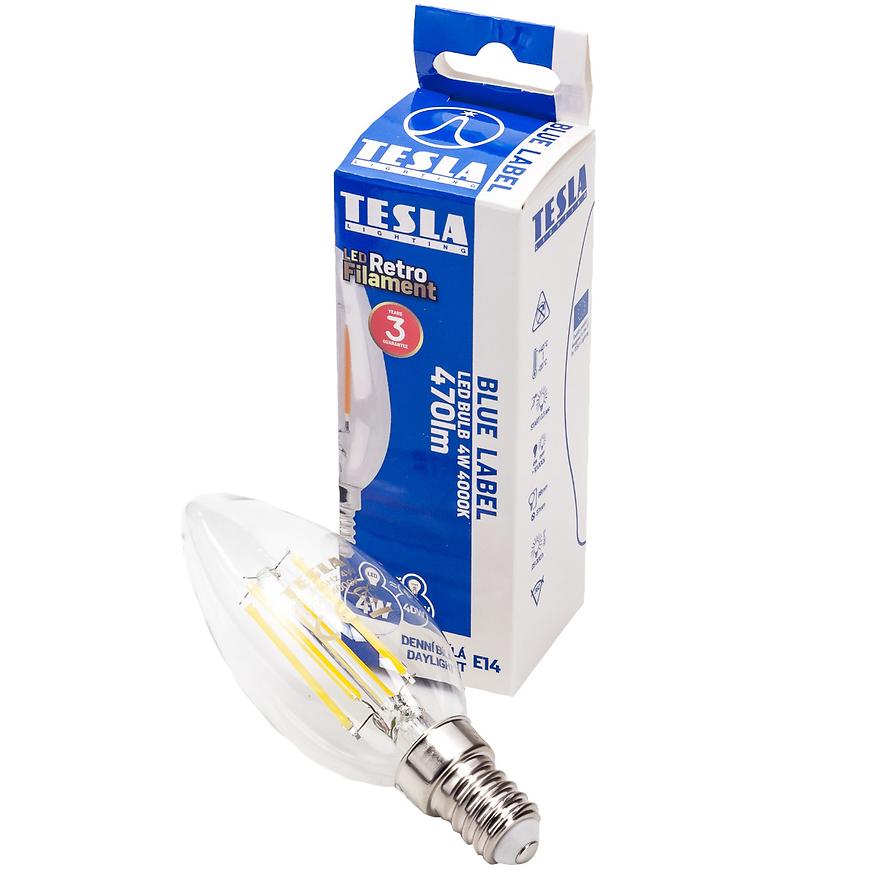 Tesla - LED žárovka Filament Retro svíčka TESLA