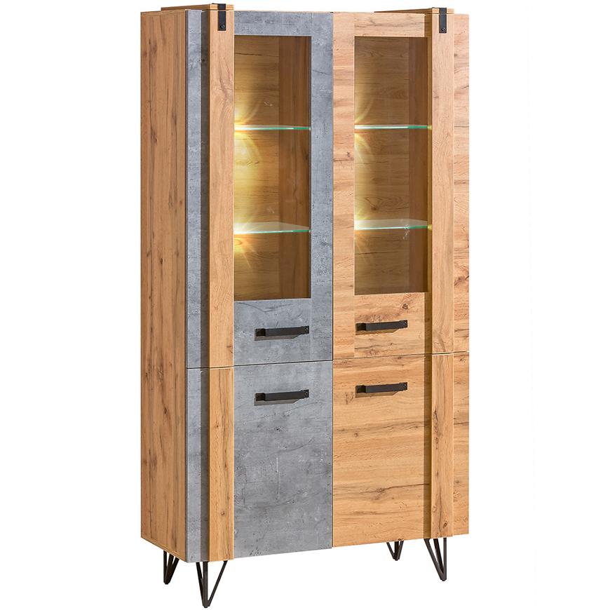 Vitrine Lofter 90cm Dub Wotan/Beton Mill BAUMAX