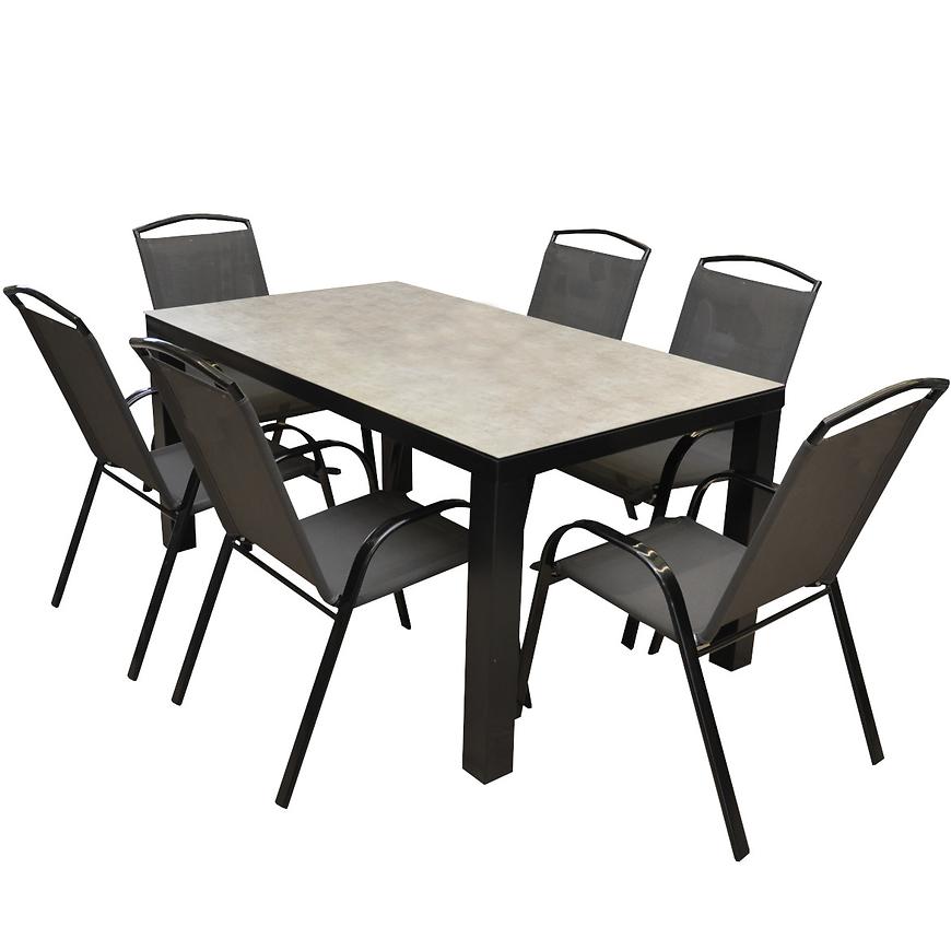 Zahradní set Finn keramický stůl + 6 šedých židlí BAUMAX