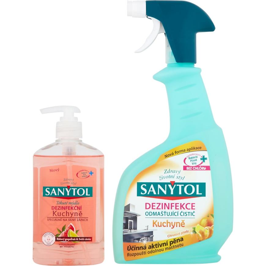 Dezinfekce čistič Sanytol odmašťující kuchyně 500ml + dezinfekční tekuté mýdlo kuchyně 250 ml Sanytol