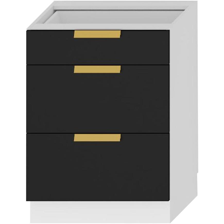 Kuchyňská Skříňka Denis D60s/3 Černá Mat Continental/Bílý Baumax