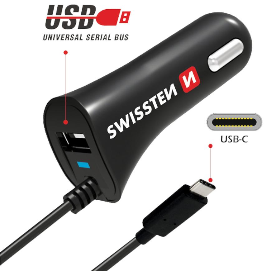 Nabíječka CL Swissten USB-C A USB 2.4 AMP SWISSTEN