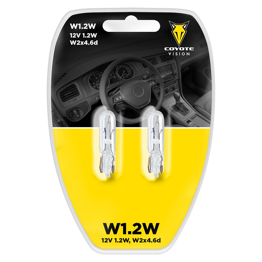 Žárovka 12V 1.2W W1.2W celosklo Coyote Vision 2 ks Blistr Coyote