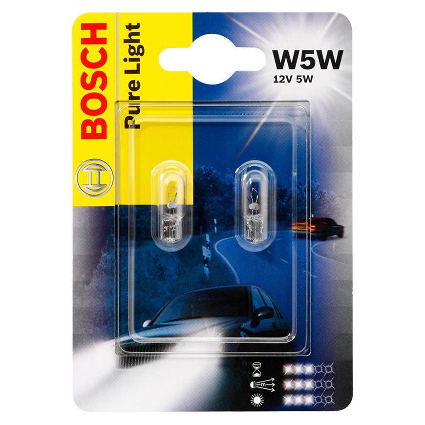 Žárovka 12V 5W T10 W5W celosklo Bosch 2 ks Blistr Bosch