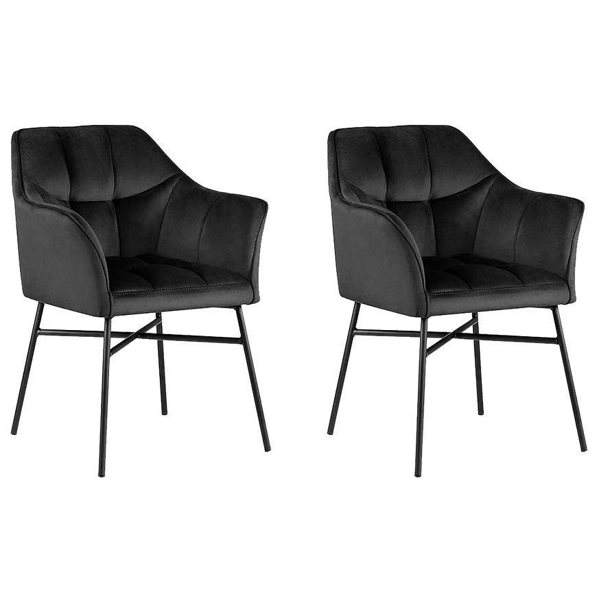 Židle Rimini Velvet - Černá/ Noha Černá - 2 ks Baumax