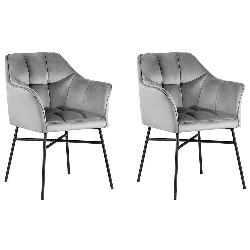 Židle Rimini Velvet - Tmavě šedá/ Noha Černá - 2 ks Baumax