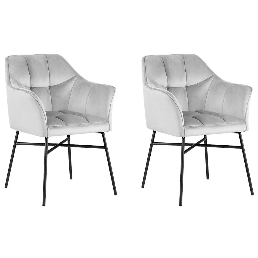 Židle Rimini Velvet - stříbrný/ Noha Černá - 2 ks Baumax