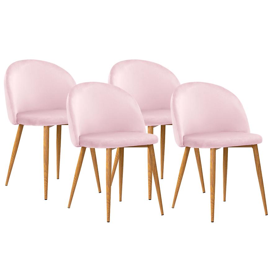 Židle Song Aksamit Růžový/ Noha Dub - 4 ks Baumax