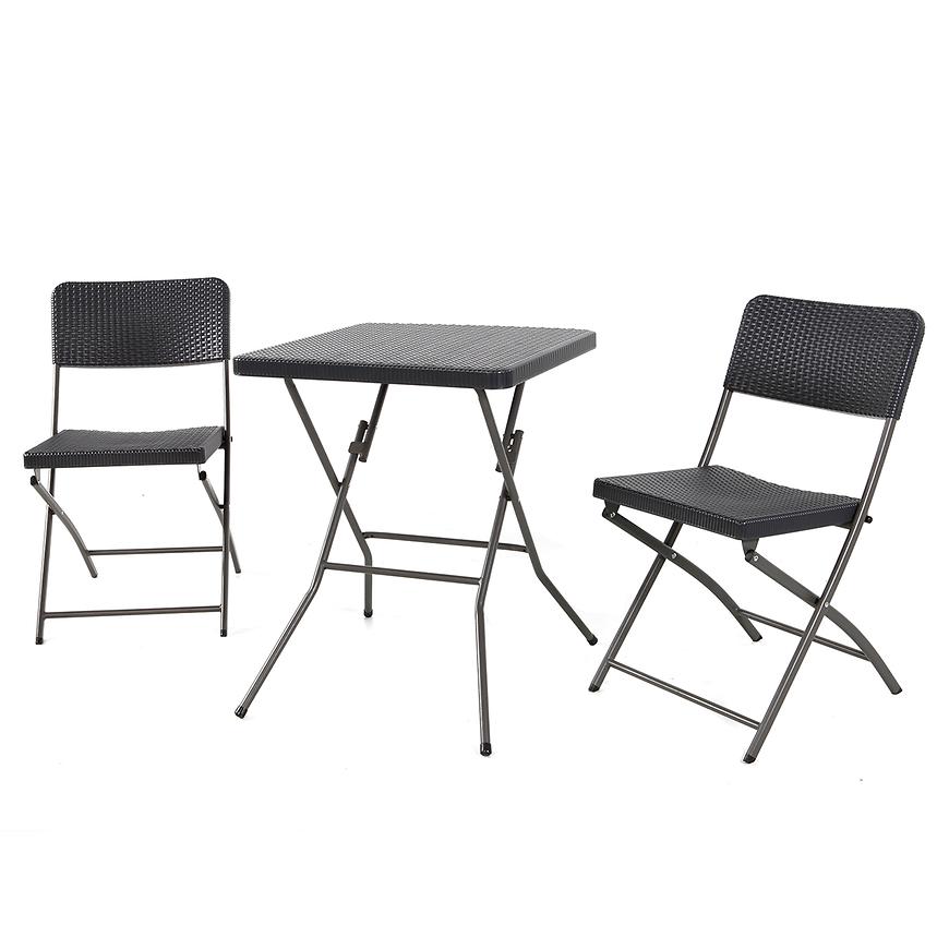 Souprava čtvercový stůl + 2 židle grafitová Baumax