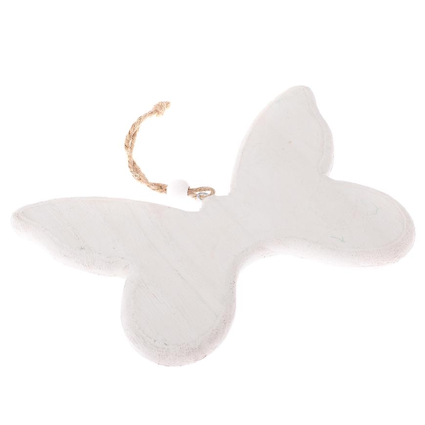 Dřevěný závěsný motýl bílý MIN191034