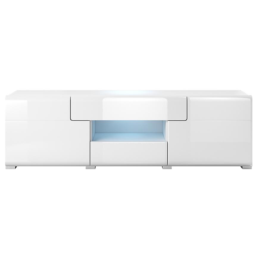 Komoda RTV Toledo 41 2D2S bílá laminat/bílá połysk Baumax