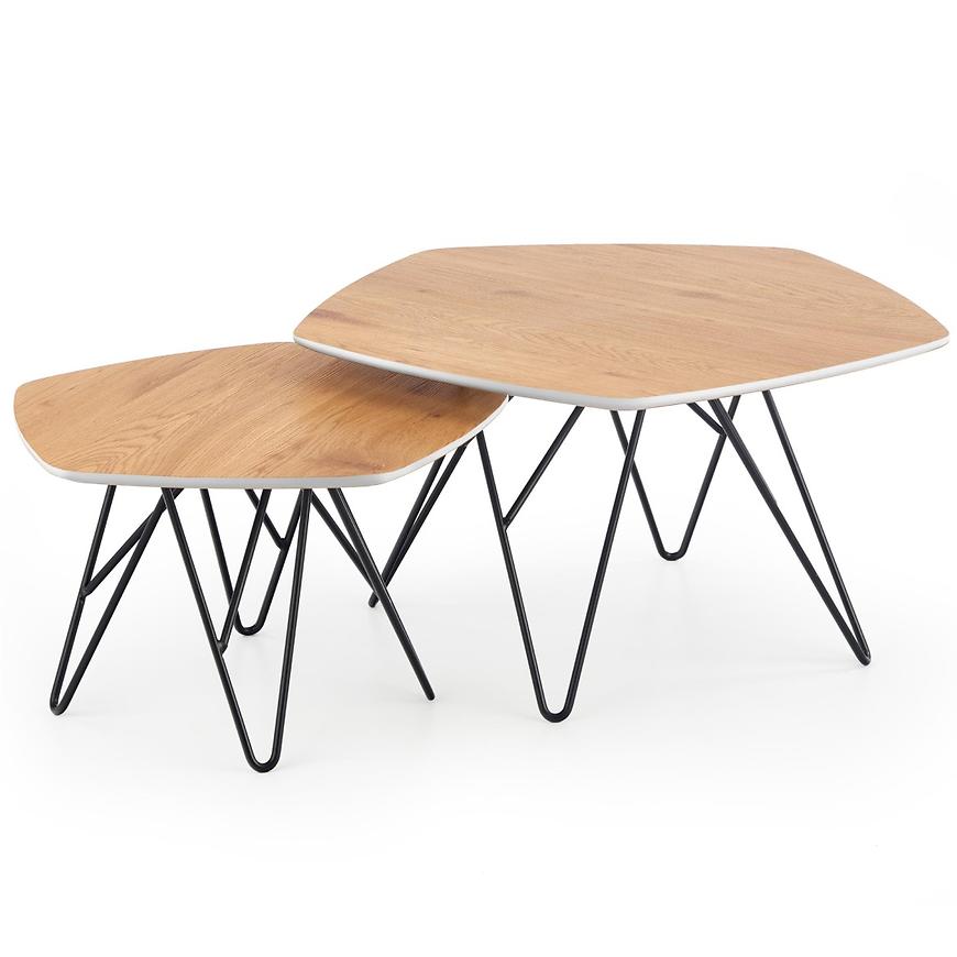 Konferenční stolek Zero 2 dub zlatá/bílá/černá set-2 Baumax