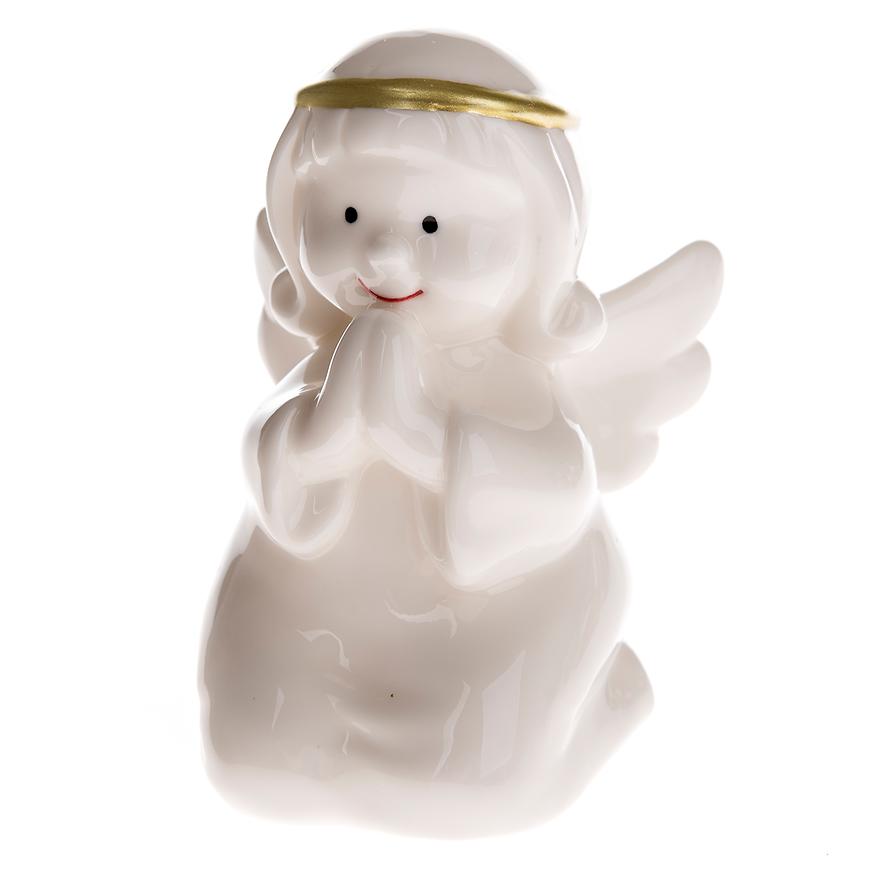 Porcelánový anděl s led světlem ts123