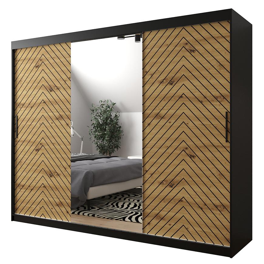 Skříň Jodełka 2 250 Černá/Dub Artisan/Černá Baumax