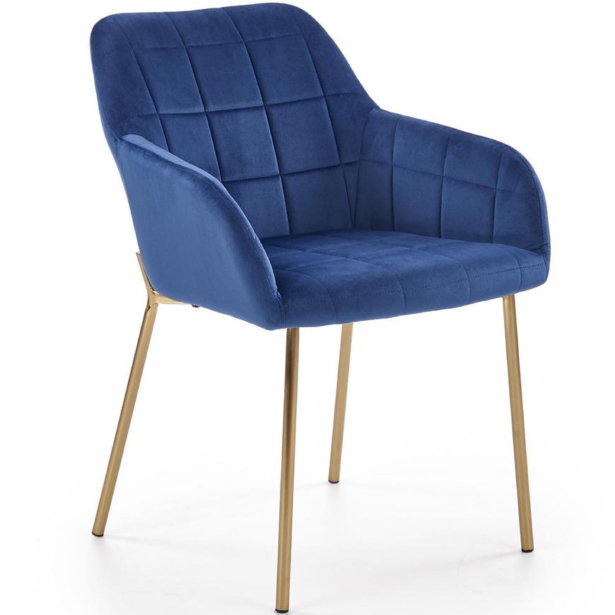 Židle K306 látka velvet/chrom tmavě modrá/zlatá Baumax
