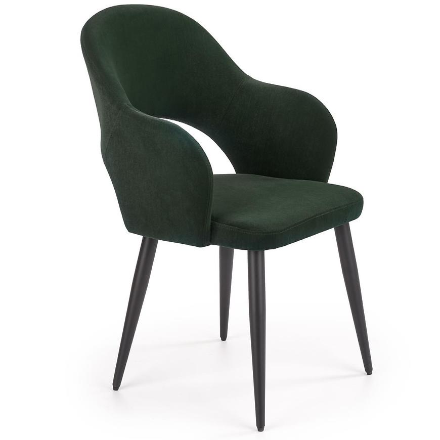 Židle K364 látka velvet/kov tmavě zelená Baumax