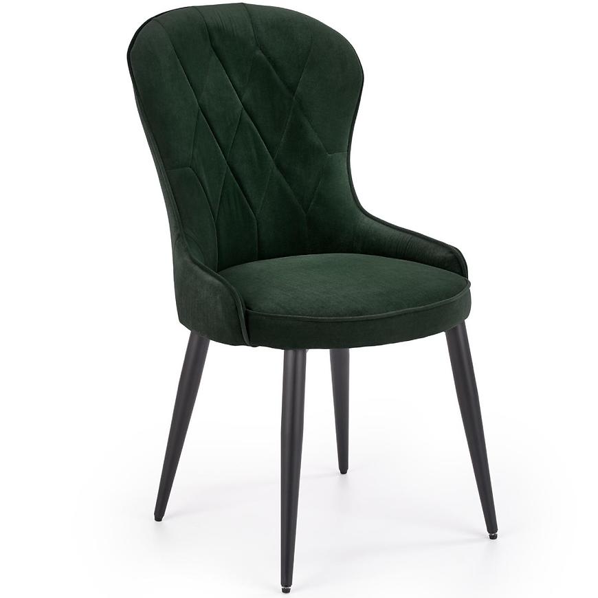 Židle K366 látka velvet/kov tmavě zelená Baumax