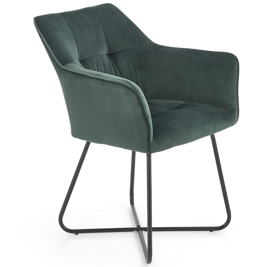 Židle K377 látka velvet/kov tmavě zelená Baumax