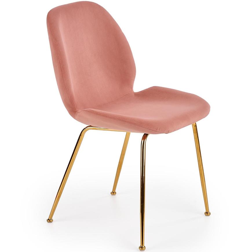 Židle K381 látka velvet/chrom růžová/zlatá Baumax