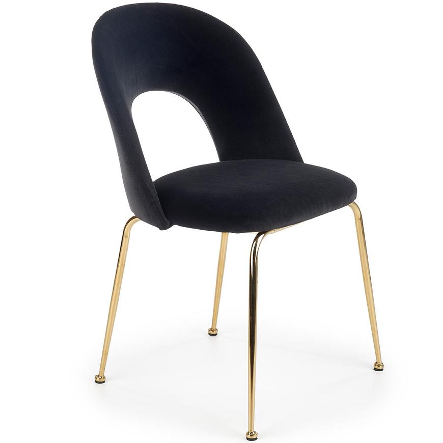 Židle K385 látka velvet/chrom černá/zlatá Baumax