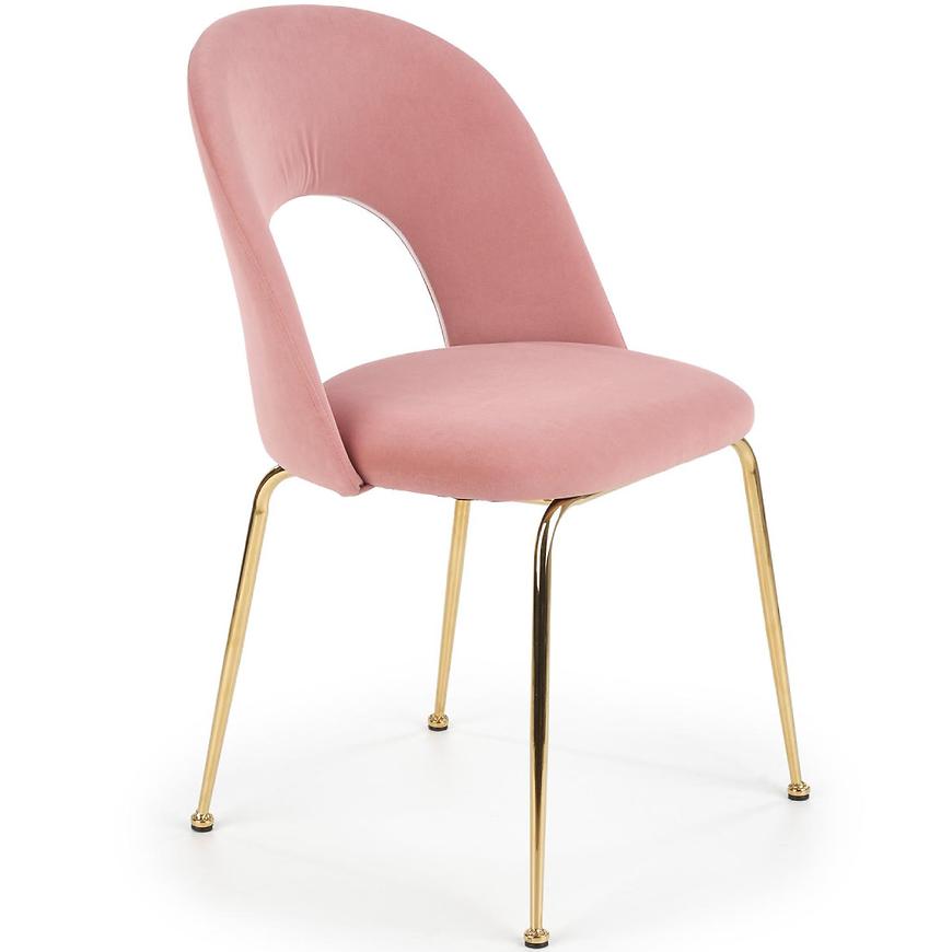Židle K385 látka velvet/chrom růžová/zlatá Baumax