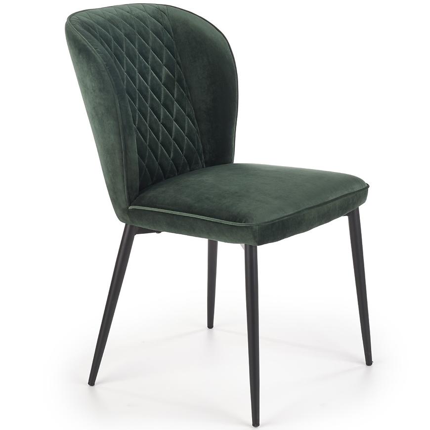 Židle K399 látka velvet/kov tmavě zelená Baumax