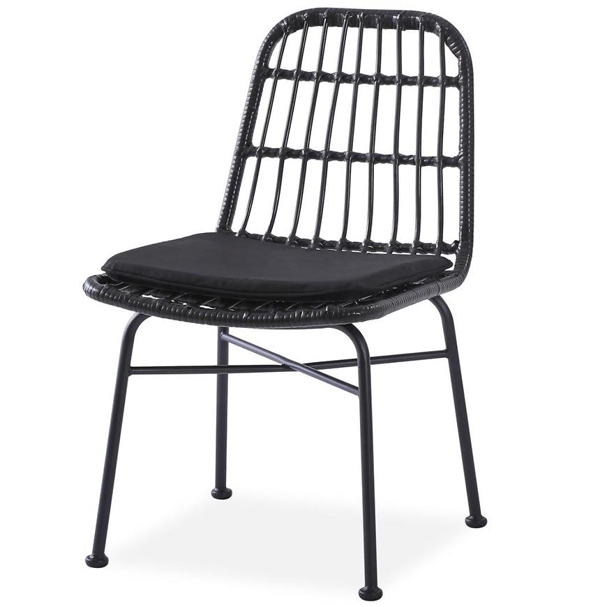 Židle K401 ratan/tkanina/kov černá/popelavě šedá Baumax