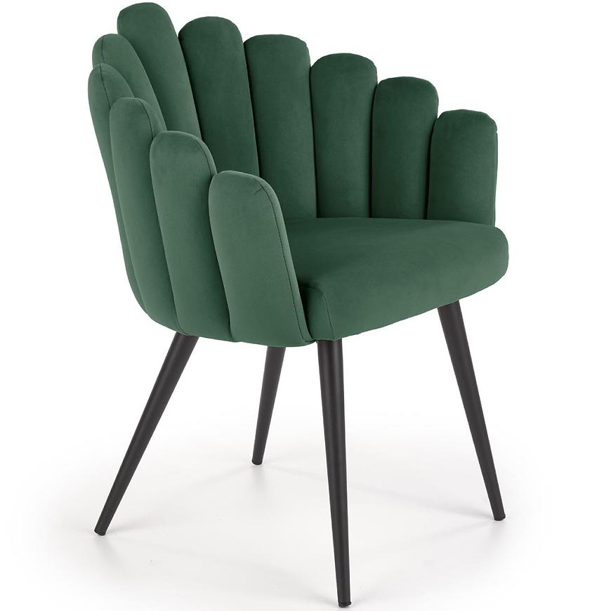 Židle K410 látka velvet/kov tmavě zelená Baumax