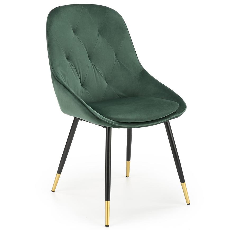 Židle K437 látka velvet/kov tmavě zelená Baumax