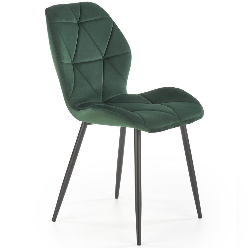 Židle K453 látka velvet/kov tmavě zelená Baumax
