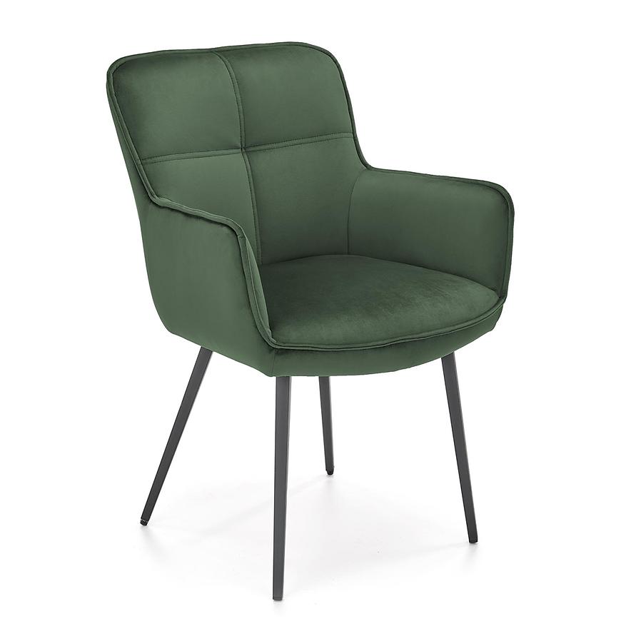 Židle K463 látka velvet/kov tmavě zelená Baumax