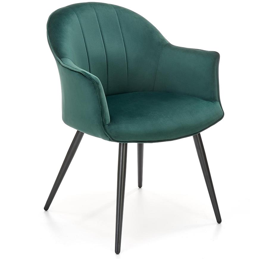 Židle K468 látka velvet/kov tmavě zelená Baumax
