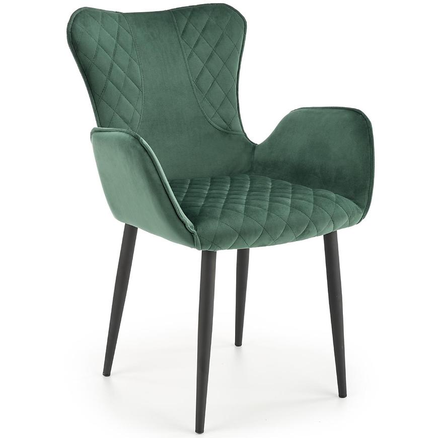 Židle K427 látka velvet/kov tmavě zelená Baumax