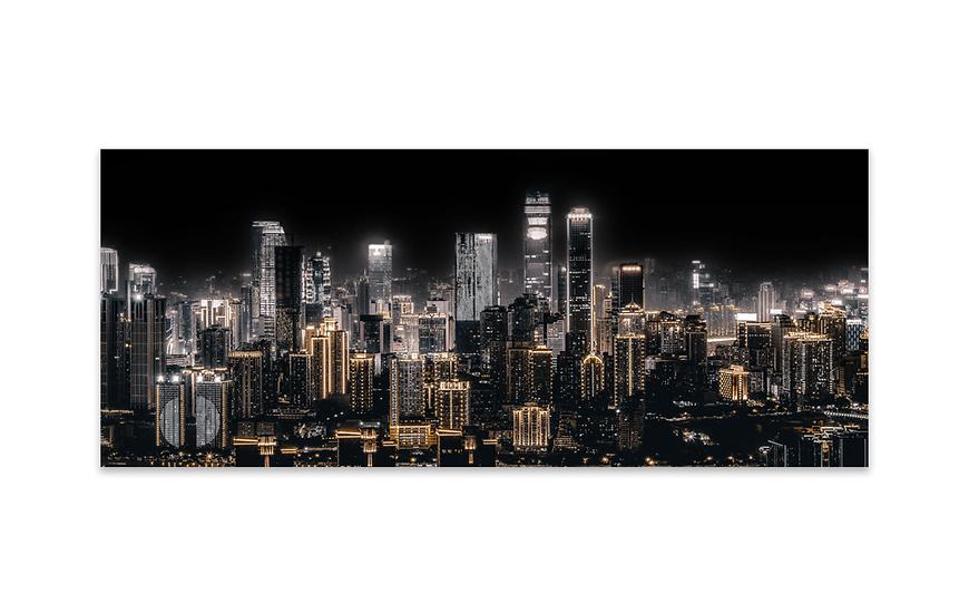Obraz na skle Zářivé město město 50x125 cm Baumax