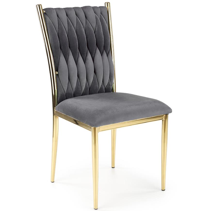 Židle K436 látka velvet/chrom popelavě šedá/zlatá Baumax