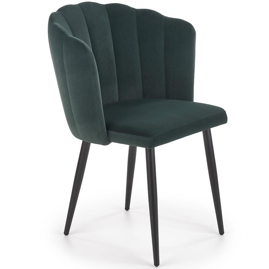 Židle K386 látka velvet/kov tmavě zelená Baumax