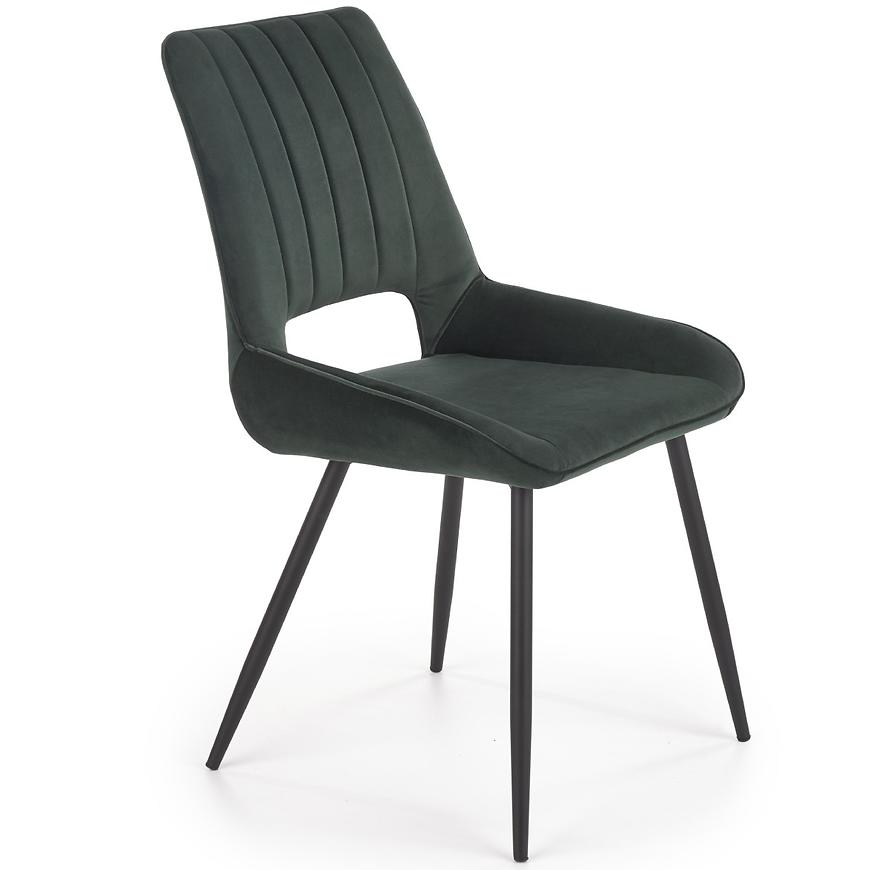 Židle K404 látka velvet/kov tmavě zelená Baumax
