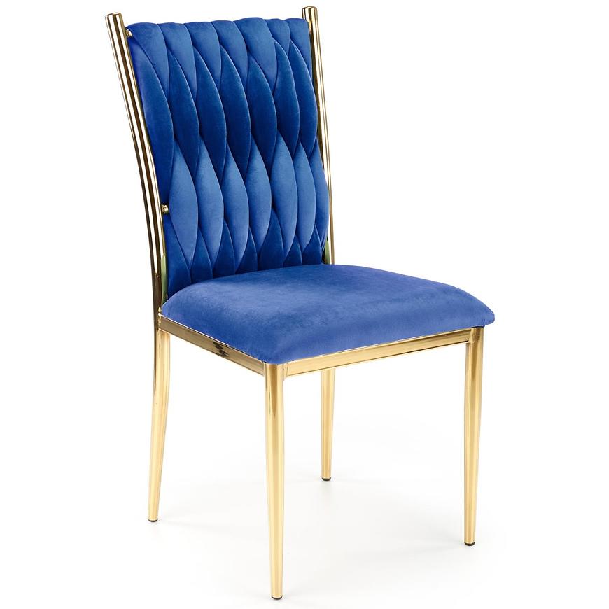 Židle K436 látka velvet/chrom tmavě modrá/zlatá Baumax