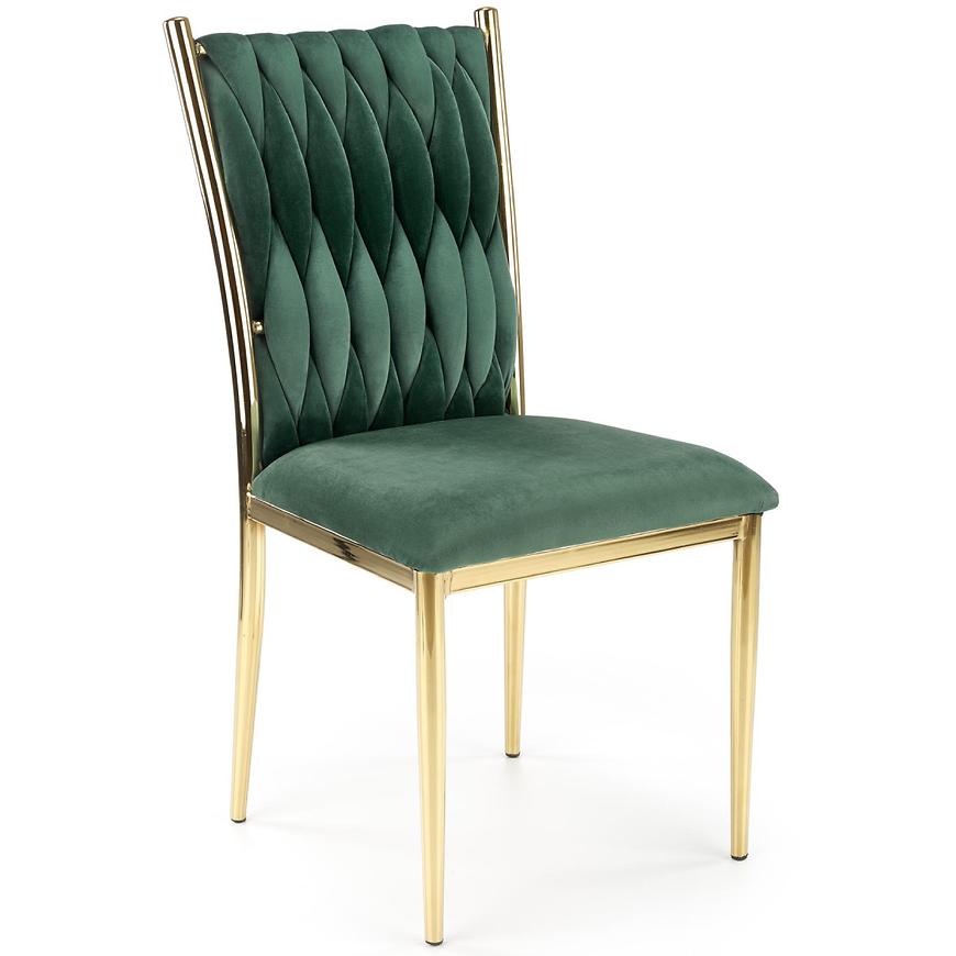 Židle K436 látka velvet/chrom tmavě zelená/zlatá Baumax