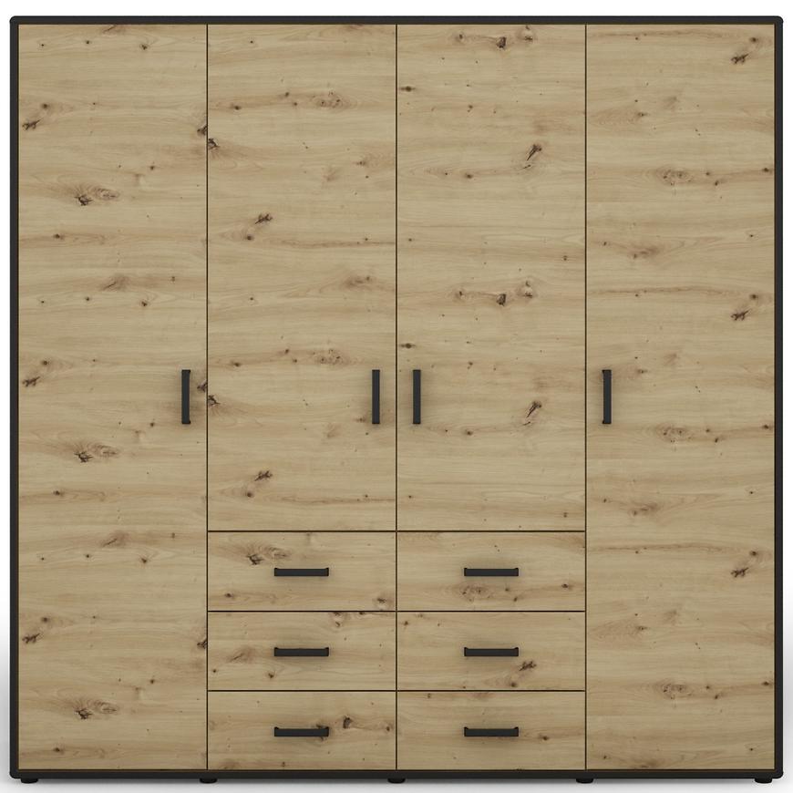 Skříň Capannoli 6s 4d dub artisan/černá Baumax