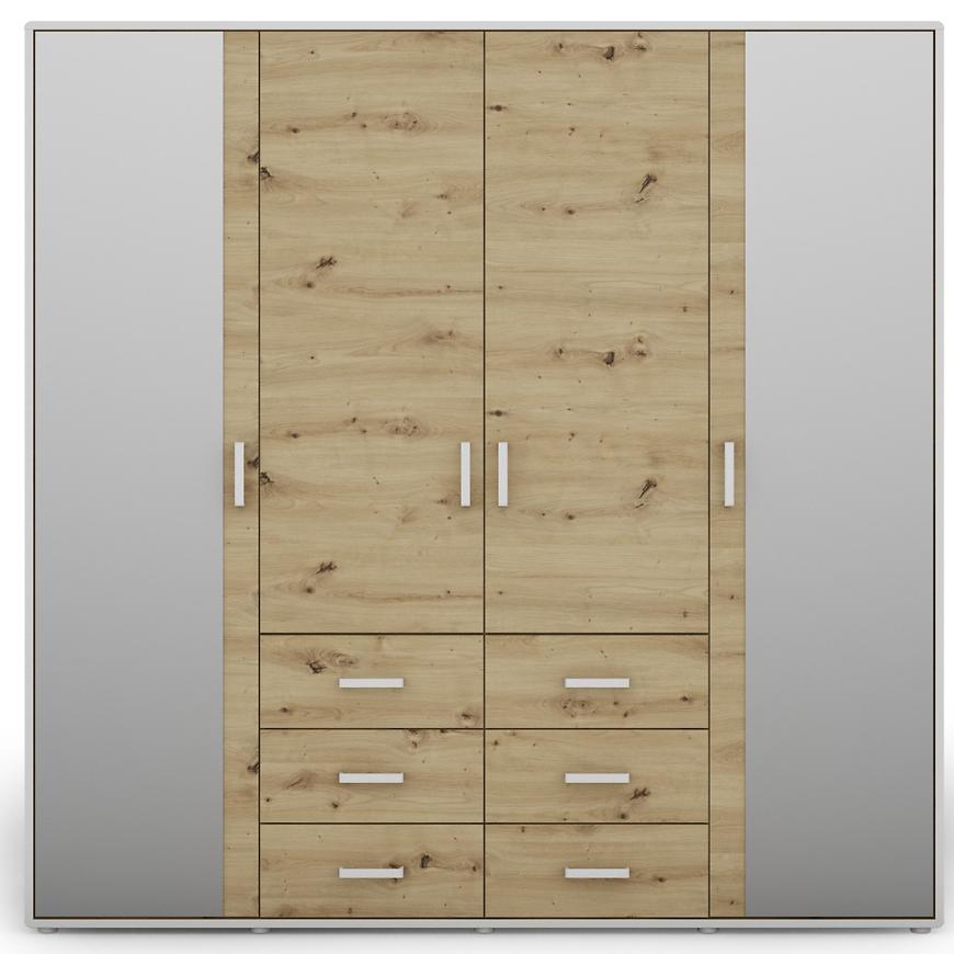 Skříň Capannoli 6s 4d zrcadlo dub artisan/bílá Baumax