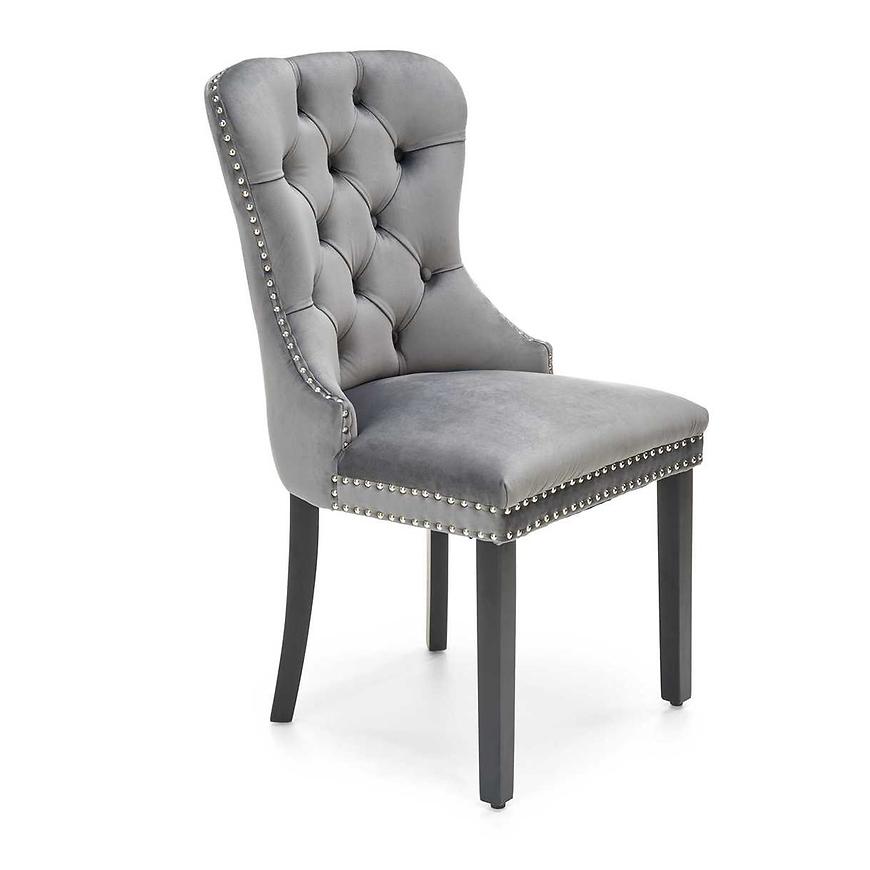 Židle Miya dřevo/samet černá/šedá 54x60x100 Baumax