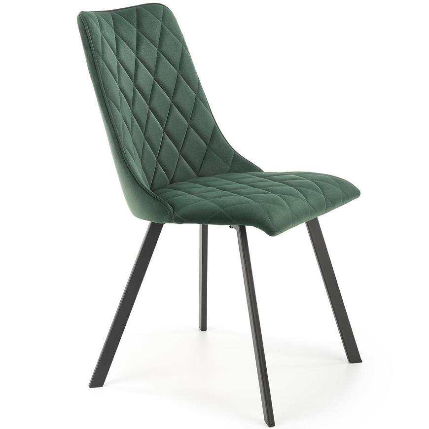 Židle K450 látka velvet/kov tmavě zelená Baumax