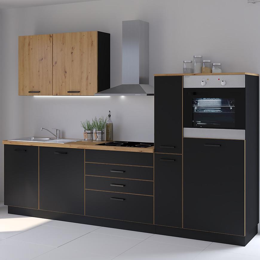 Kuchyňská linka Blacky Černá/dub artisan 280 s pracovní deskou Baumax