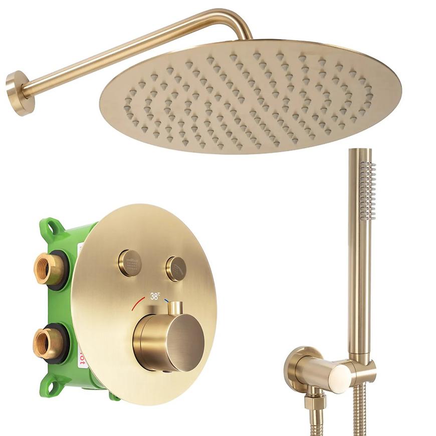 Podomítkový sprchový set s termostatem Lungo-Miller Rea P6716 zlatý kartáčovaný povrch REA
