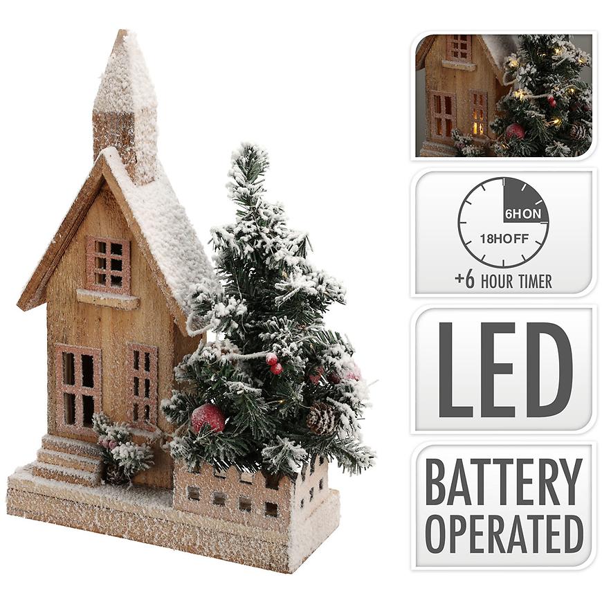 LED dekorace Domeček s vánočním stromečkem 44cm acw006550 Baumax