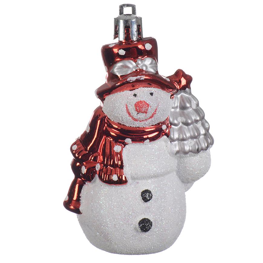 Vánoční ozdoba plast sněhulák 8 cm bílo/červený 27515 Baumax
