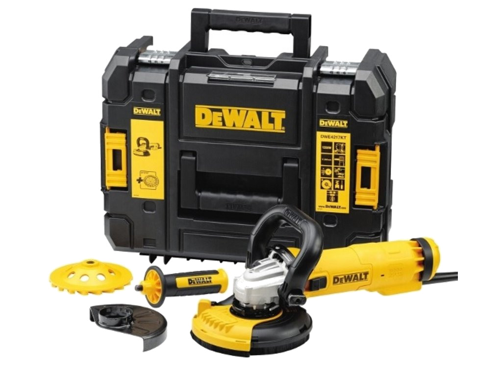 DeWALT DWE4217KT úhlová bruska 125mm 1200W + set na broušení betonu