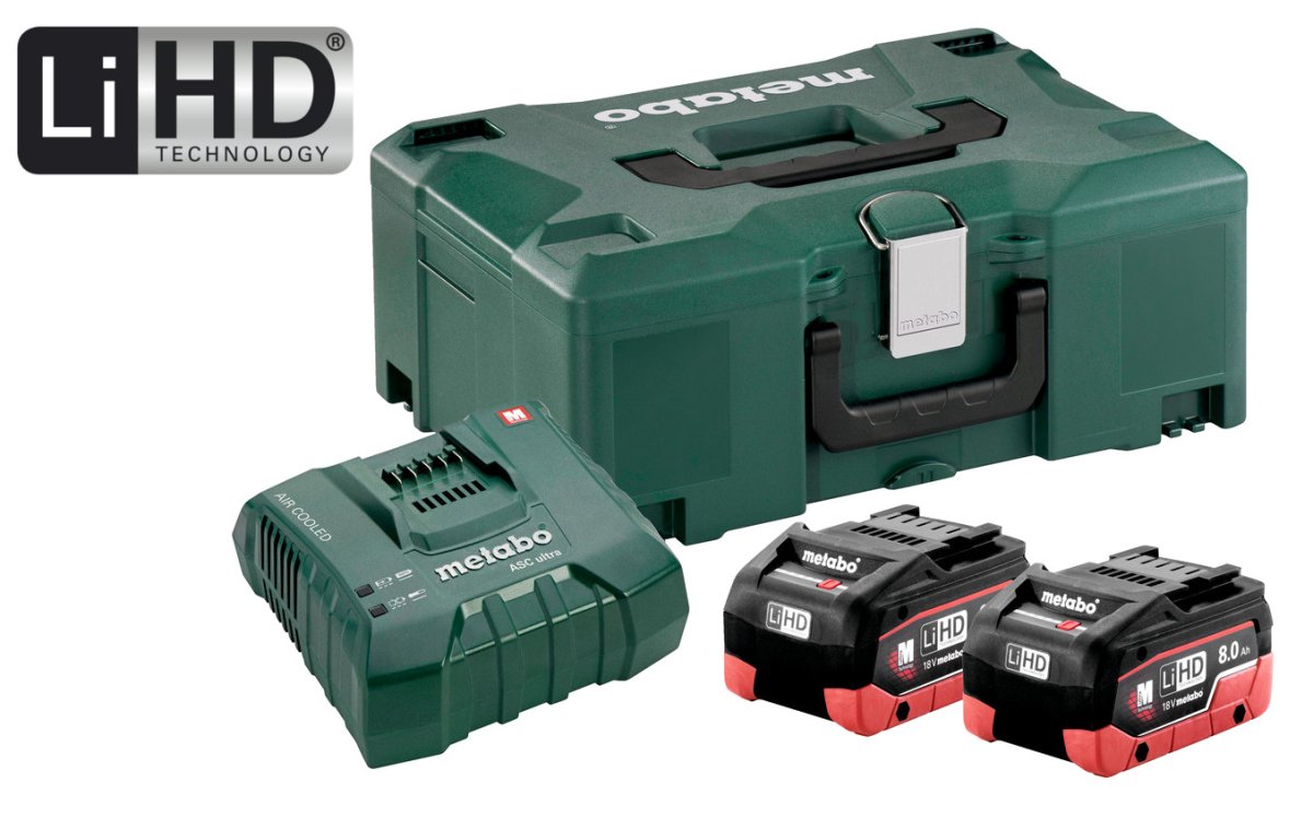 METABO Basic Set 18V LiHD (akumulátor 2x8.0Ah+nabíječka ASC Ultra +MetaLock II) 685131